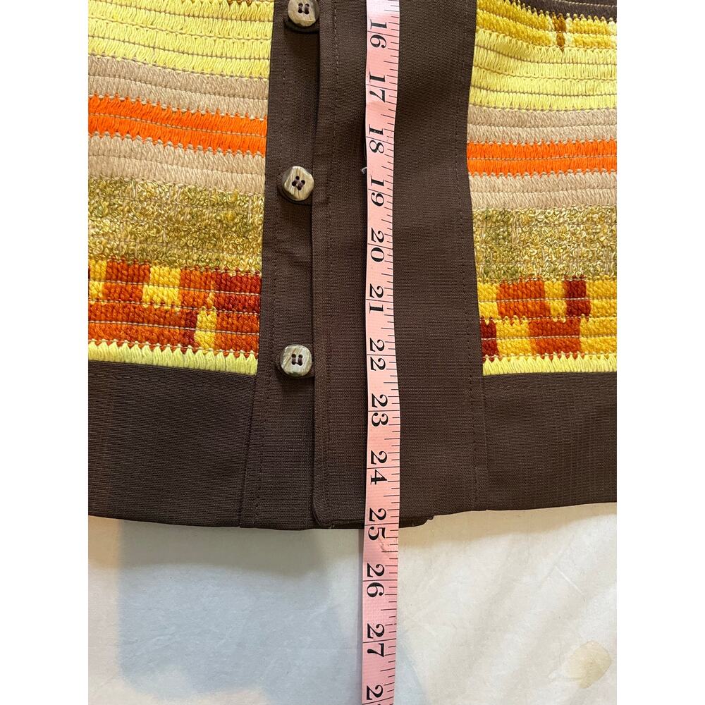 Vintage 70s Dagger Collar Vest Mens 44 Medium Large Tapestry Boho Southwestern - Picture 3 of 8